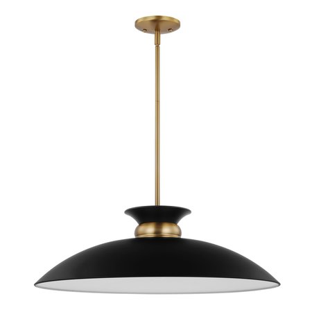 NUVO Perkins 1-Light Large Pendant Matte Black with Burnished Brass 60/7462